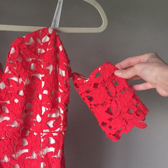 Red Sweetheart Lace Mini Dress (NWT) - Picture 5 of 5